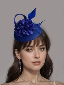 1pc Women's Flower Fascinator Hat Sinamay Tea Party Fascinator Derby Hat Wedding Fascinators Hats Pillbox Hat Feathers Headband With Hair Clip For Women Mini Hats Tiny Hats Mini Top Hat Mini Cap, School Stuff, Autumn, Rave, Halloween Accessories, Bride To Be