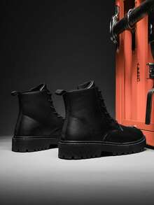 Black High-Top Boots For Men, Waterproof, Thick Sole, & Versatile, Spring/Summer - Black - View 6