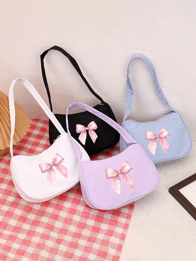 A Shoulder Bag. A Stylish, Casual Square Bag With A Bow Print, This Lightweight And Versatile Shoulder Bag Is Perfect For Everyday Use, Commuting, Business Trips, Travel, Shopping, Outdoor Leisure, Or Birthday Gifts.