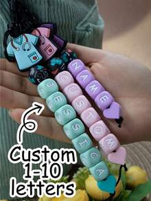 Custom Silicone Letter Keychain, Personalized Keychain, Customized Cute Keychain, Customizable Birthday Gifts, Purse Charms, Key Chain For Women/Men, Kids Keychains, Anniversary, Nurse Clothes Pattern, Bedroom, Versatile, Friends, Family, Students, Mother, Boys, Girls, Unique Gifts - Multicolor - View 1