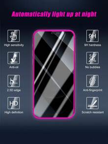 【2片装】钢化玻璃紫色夜光防窥保护膜，夜间发光方便查找手机，个性化设计，护眼，超清晰，兼容保护壳，防摔，防刮，防碰撞，全覆盖，易于安装，兼容 17e/17 Pro Max/17 Pro/17 Air/17/16/16 Pro/16 Plus/16 Pro Max/15/15 Plus/15 Pro/15 Pro Max/14/14 Plus/14 Pro/14 Pro Max/13 Mini/13/13 Pro/13 Pro Max/12 Mini/12/12 Pro/12 Pro Max/11/11 Pro/11 Pro Max等型号。 - 紫色 - 查看 4