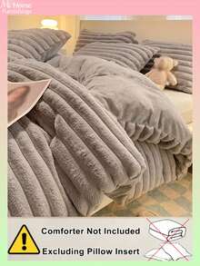 3pcs Fluffy & Super Soft Duvet Cover Set - Faux Fur Feather Duvet Cover Set, Plush Duvet Cover Set, Boys Girls Dorm Bedding 1pc Duvet Cover With Zipper Closure And 2pcs Pillow Shams, Comforter Not Included, Twin, Full, King, Queen Size