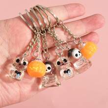 4 Stücke gemischte Halloween Kürbis, Schädel transparente Anhänger Schlüsselanhänger, geeignet für Feiertagsstimmung, toll zum Teilen mit Freunden und Familie, Halloween Accessoires, Lehrertag, Weihnachtsgeschenkideen, Taschenzubehör, Schlüsselbänder mit ID-Halter, Autozubehör, Taschenanhänger