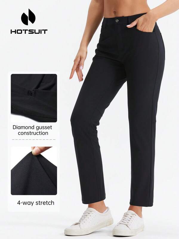 HOTSUIT 女士针织高尔夫跑步裤，轻盈弹力，适合日常穿着和运动，全新冬季系列