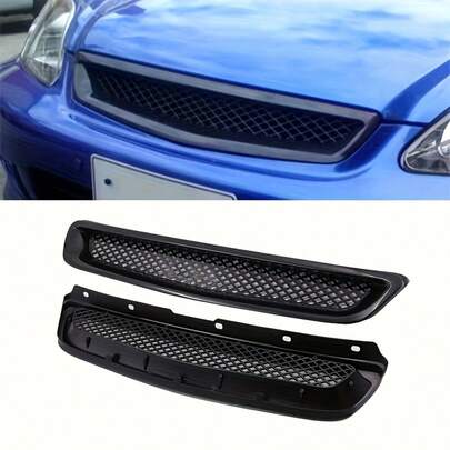 1 peça grade frontal de malha ABS preta/fibra de carbono adequada para Civic 96-98 grade central ABS preta grade de entrada de malha