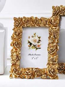1个复古美式精致雕花树脂相框（不含相纸），可作墙面装饰、床头装饰、桌面装饰，法式复古雕花相框，适用于客厅、卧室、办公室、工作室、画廊、摄影道具，捕捉珍贵瞬间，是馈赠亲朋好友的理想礼物。 - 金色 - 查看 11