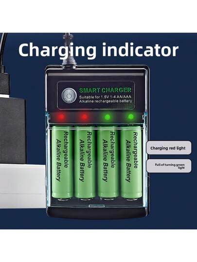 Baterías recargables AA/AAA de alta capacidad de 1.5V con cargador USB, solución de energía para juguetes electrónicos, controles remotos, pantallas y cepillos de dientes eléctricos (estas baterías solo se pueden cargar con este cargador)