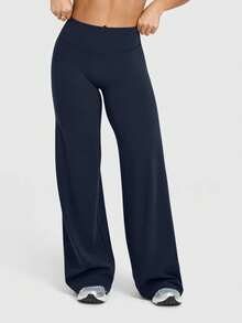 OQQ Yoga Pants Women High Waist Stretch Casual Soft Straight Leg Bottoms - 藏青色 - 查看 2