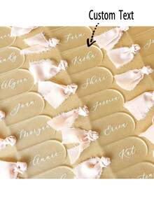 磨砂亚克力婚礼席位卡 - 精致个性化席位卡，适用于婚宴、新娘送礼会、餐桌装饰、定制姓名标签、花园装饰 - 彩色 - 查看 4