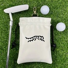 Portable Durable Faux PU Golf Ball & Tee Pouch With Drawstring - Premium Accessory For Men & Women Golfers - Perfect Gift For Dad, Boyfriend, Husband On Birthday, Retirement, Father's Day - White - View 8