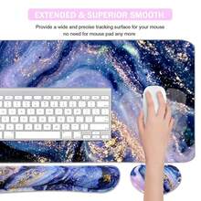 Large Keyboard Mouse Pad Set, Extended Mouse Pad+Keyboard Wrist Rest Support, Memory Foam Ergonomic Easy Typing, 4Pcs (35.4*15.9 In) Desk Pad Set For Home Office Study Game - Colorful-671326 - PurpleMarble - View 4