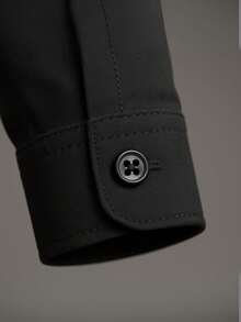 Children's White Long Sleeve Button Down Shirt 100% Cotton - Hitam - View 4