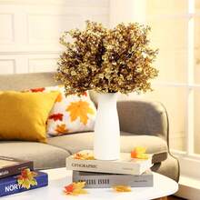 1 件/3 件塑料人造花束，樱花人造花满天星，现代人造花束，适用于家居装饰、假植物、秋季装饰、房间、书桌、花园装饰、房间装饰用品 - 金色 - 查看 5