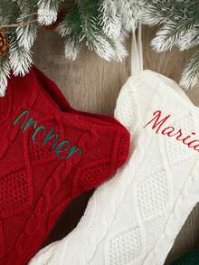 1 Pc Personalized Dog Bone Christmas Stocking, Custom Pet Christmas Gift, Christmas Decorations, Custom Embroidered Christmas Stocking, Holiday Souvenir, Decorations,Christmas Gift Supplies - Multicolor - View 7