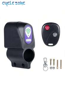 1 pieza Alarma antirrobo de bicicleta con control remoto, cerradura de alarma inalámbrica y control remoto inteligente para bicicleta de montaña (requiere que el usuario compre e instale la batería) - Negro - Ver 1