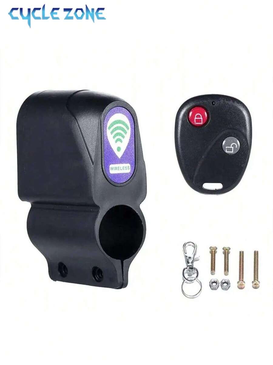 1 pieza Alarma antirrobo de bicicleta con control remoto, cerradura de alarma inalámbrica y control remoto inteligente para bicicleta de montaña (requiere que el usuario compre e instale la batería) - Negro - Ver 1