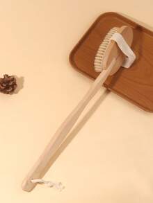 1 件长柄沐浴刷、木刷、多用途擦洗刷，用于背部去角质和淋浴清洁、袋子、带弹性带的身体去角质沐浴刷、柔软沐浴身体按摩刷 - 杏色 - 查看 2