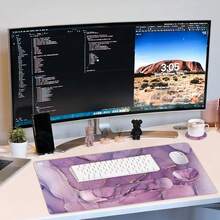 Large Keyboard Mouse Pad Set, Extended Mouse Pad+Keyboard Wrist Rest Support, Memory Foam Ergonomic Easy Typing, 4Pcs (35.4*15.9 In) Desk Pad Set For Home Office Study Game - Colorful-671326 - 紫色大理石2 - 查看 8