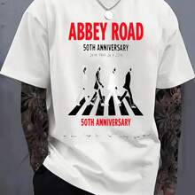 Abbey Road 50th Anniversary T-Shirt Black Beatles Crossing Zebra Print Casual Wear - 黑色 - 查看 2