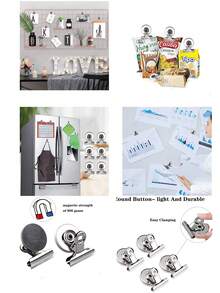 Set de 10 pinzas magnéticas de uso pesado, para pizarras blancas, gabinetes, cocina, oficina, accesorios de decoración del hogar, resistentes y prácticas - Multicolor - Ver 4