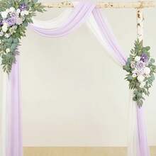 1 Set White Tulle & 1 Set Deep Champagne Tulle, Wedding Arch Drape Backdrop Decor, Suitable For Engagement, Ceremony, Reception, Celebration, Bridal Shower, Outdoor Hanging Decoration - Multicolor - View 11