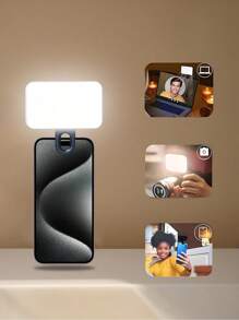 Lumière de selfie portable, éclairage pour vidéoconférence avec pince pour caméra de téléphone, lumière LED amovible pour vidéoconférence, 3 modes d'éclairage, rechargeable, portable, convient aux ordinateurs portables/téléphones/tablettes/appels Zoom/maquillage. Convient aux selfies et à la diffusion en direct, lumière portable