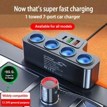 BAIDELUO 1pc 12V/24V Car Cigarette Lighter Adapter New 4-Socket 3.1A Charger USB Car USB + QC3.0 + PD3.1A Power Socket