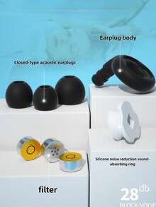 Tapones para los oídos a prueba de ruido de 34 dB, disponibles en 6 colores, 3 tamaños de puntas de repuesto, adecuados para diferentes conductos auditivos, para viajes, trabajo, estudio, sueño, bloqueo de ruido