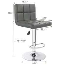 Bar Stools Set Of 2 Modern PU Leather Height Adjustable Swivel Barstools, Hydraulic Kitchen Counter Square Island BarStool - 深灰色 - 查看 7