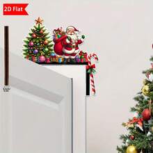 1pc, Vintage Wooden Christmas Door Corner Decoration, Santa Claus With Reindeer And Snowman, Festive Wall Accents For Indoor/Outdoor, Living Room, Bedroom, Office-Idea For Holiday Gifts And Seasonal Decor