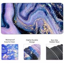 Large Keyboard Mouse Pad Set, Extended Mouse Pad+Keyboard Wrist Rest Support, Memory Foam Ergonomic Easy Typing, 4Pcs (35.4*15.9 In) Desk Pad Set For Home Office Study Game - Colorful-671326 - PurpleMarble - View 5