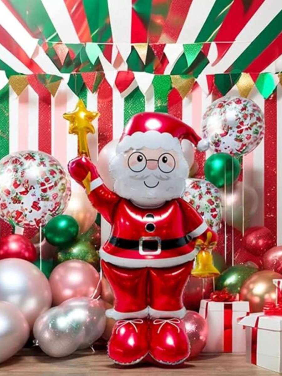 1pc/3pcs Large Standing Balloon Decorations In Various Styles For Christmas, Featuring Cartoon Santa Claus And Snowman 4D Foil Balloons With "Merry Christmas" Design, Suitable For Home Decoration. Home & Living > Holiday And Party Supplies > Balloons > Decorative Balloons - Multicolor - View 1