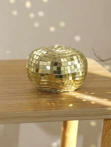 1 pieza Decoración creativa con diseño de calabaza con láser dorado y plateado con reflejo de espejo, adecuado para fiestas festivas, salas de baile, decoraciones de bar, decoraciones de calabaza con láser disco, decoración retro para el hogar, adornos de mesa, decoración con tema disco, suministros para fiestas de cumpleaños y bodas, decoración de Acción de Gracias y Festival de la Cosecha (Regalos de cumpleaños)