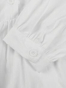 ii 休闲纯色蕾丝拼布荷叶边长袖衬衫