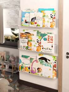1pc Acrylic Wall Mounted Book Display Shelf, Transparent Simple No-Drill Wall Hanging Magazine/Children's Book Rack