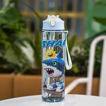 1pc 750ml/26oz Shan Hai Jing Themed Transparent Straw Sports Water Bottle, With Carrying Strap For Easy Transport, Leak-Proof Design, Lightweight , Suitable For Running, Cycling, Hiking, Outdoor Use, Holiday & Birthday Gift - Multicolor - View 14
