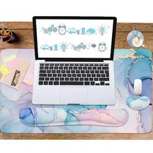 Large Keyboard Mouse Pad Set, Extended Mouse Pad+Keyboard Wrist Rest Support, Memory Foam Ergonomic Easy Typing, 4Pcs (35.4*15.9 In) Desk Pad Set For Home Office Study Game - Colorful-671326 - BlueMarble - View 7