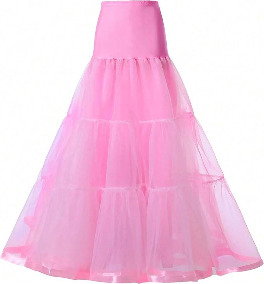 Plus Size Ankle Length Petticoat Crinoline Underskirt For Weddings - 深粉紅色 - 查看 1