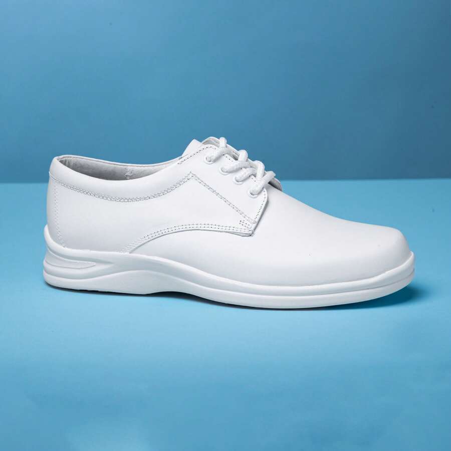Zapato P Enfermero, Laboratorio o Trabajo  Liso    Básico    Piel Genuina    Atemporal - Blanco - Ver 1