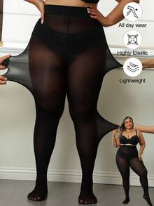 1 Pair Of Women's Plus-Size Leggings, 80D Opaque Solid Color Leggings, Soft Polyester Fiber Material, Hand Washable, Available In A Variety Of Colors, High-Waisted Tights, Suitable For Plus-Size Women.