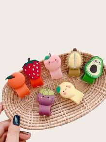 2 件随机卡通水果图案硅胶线缆整理器 - 彩色 - 查看 3