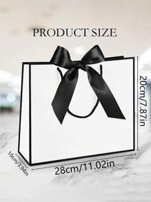 5 piezas/1 pieza - Bolsas de regalo de papel kraft con estilo paisajístico, bolsas de compras, bolsas de embalaje con asas, bolsos decorados con lazos, para truco o , Halloween, bolsas de papel de gran capacidad blancas, Halloween, Acción de Gracias, Navidad, Año Nuevo, Boda, Bolsas de embalaje de regalo de cumpleaños, Bolsas de compras de unicolor simple