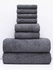 Juego de 8 toallas de felpa de coral, 2 toallas de baño extra grandes, 2 toallas y 4 toallas de mano, suave y absorbente juego de toallas de baño para salón de belleza, hotel, deportes, artículos esenciales para el hogar, toalla, cuidado de la piel