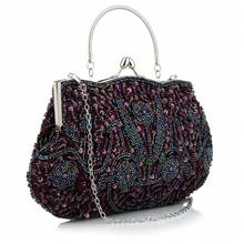 Gtes Women's Handbags, Evening Bags, Beaded Evening Bags Designed For Women, Clutches With Sequin Design, Purses, Wedding Party Clutches For The Wedding Season And Dinner Party Wear - Màu tím - Xem 6