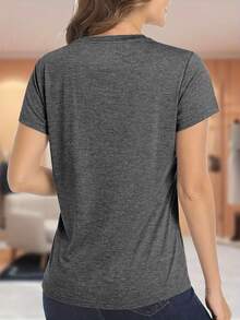 1PC, Women'S Pink T-Shirt With Pineapple Graphic - Soft Blend, Short Sleeve, Round Neck, Casual Summer Top, Perfect For Beach Or Vacation Outfits, Casual Summer Top |   Pineapple Graphic Tee |   Blend FabricS-XXL - 灰色 - 查看 3