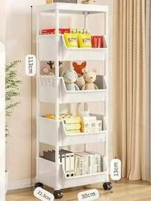 1pc Movable Utility Cart Rack, Multi-Tier Home Storage Organizer For Snacks, Living Room, Kitchen Fruit & Vegetable Basket - Multicolor - View 8