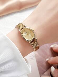LIANDU Vintage Golden-Tone Women's Quartz Watch - Chic Oval Stainless Steel Bracelet With Analog Display, Perfect For Everyday Wear, Birthday Gifts, Parties, Holiday Gatherings, And As The Ideal Gift For Yourself Or Friends - 金色 - 查看 2