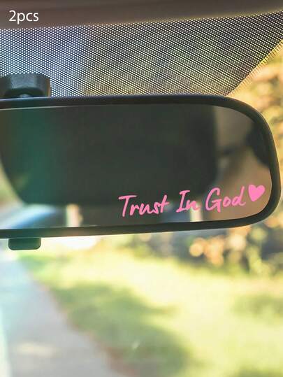 2pcs "In God We Trust" Car Mirror Stickers, Women's Car Decals, Faith Car Mirror Stickers, Cute Vinyl Stickers, Christian Car Rearview Mirror Stickers, Religious Car Accessories