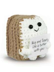 Handmade Penguin Gift, Funny Crocheted Penguin Pendant, Stress Relief Shark, Creative Crocheted Bee/Corn Ring Inspirational Decor Ornaments, Desk Decor, Motivational Card Included, Copper Keychain Pendant, Desk Decor Potted Plant, Vegetable, Positive Gift - Food Series - View 18