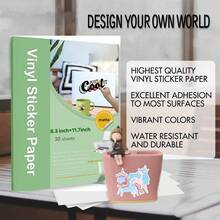 30 张优质可打印乙烯基贴纸纸，哑光白色自粘，防水贴花纸，快干颜色，抗撕裂，适用于爱普生、惠普、佳能喷墨和激光打印机 - 白色 - 查看 3